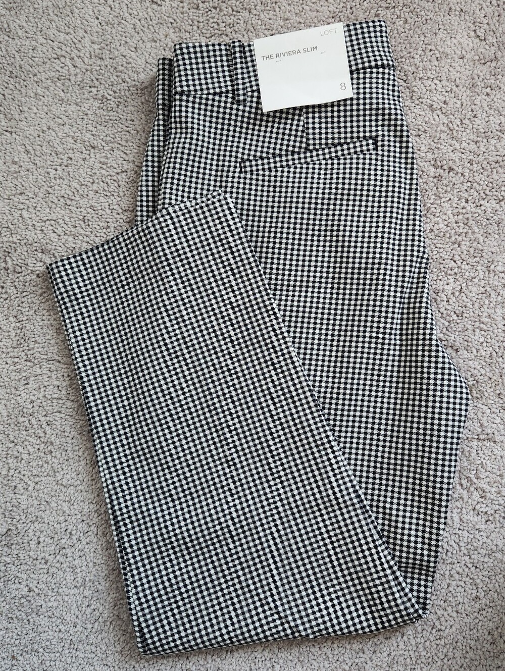 🆕 🤍 🖤 LOFT Riviera Slim Ankle Pants - Black & White Micro-Check